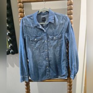 GAP Denim Button Down with Western Style. Size M